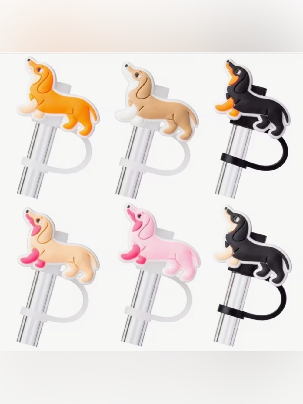 6 Dachshund Straw Toppers-NEW
